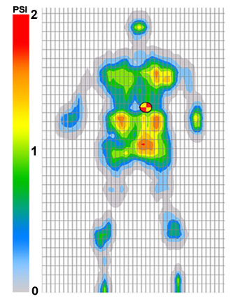 Fig 2: Characterization of surface pressure of a person on a mattress surface pressure