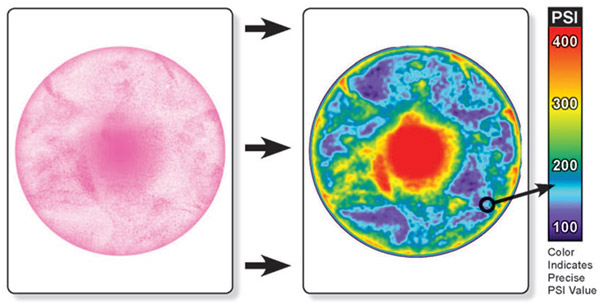 Fig 1: Prescale® Film before and after Topaq® Analysis film before topaq analysis