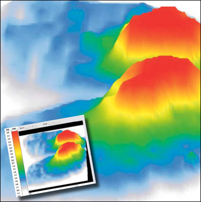 The image vividly shows the surface distribution and magnitude pressure of the buttocks, thighs and legs of a person seated. Jason Blume, Electronic Systems Program Manager, says, “The even distribution of pressure is very evident and supportive of comfort.”