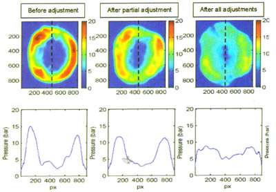 Figure 3. Bond tool imags show improvement in pressure uniformity. pressure uniformity