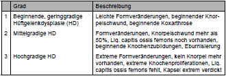 Biomechanics Tab. 3.4: Einteilung der dysplastischen Veränderungen