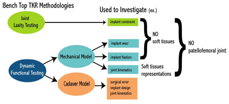 Biomechanics Figure 2-6: Schematic demonstrating two main bench top research methodologies used to investigate issues related to TKR motion.