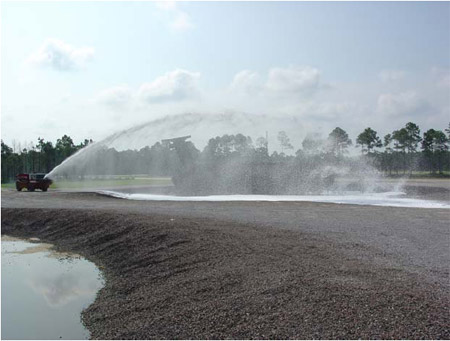 Figure 4.5.1: The Elkhart Brass UHP turret nozzle undergoing a throw test. figure 4.5.1