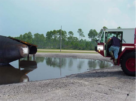 Figure 4.8.2: Preparation for a preliminary pressure impact measurement with a UHP bumper turret nozzle. figure 4.8.2