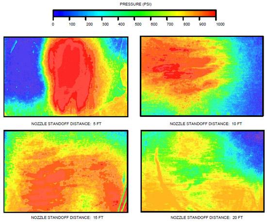Figure 4.8.2: Preparation for a preliminary pressure impact measurement with a UHP bumper turret nozzle. figure 4.8.3