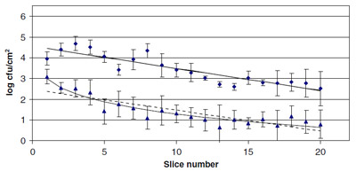 Fig. 3. Transfer (log cfu/cm2) of E. coli O157:H7 figure 3