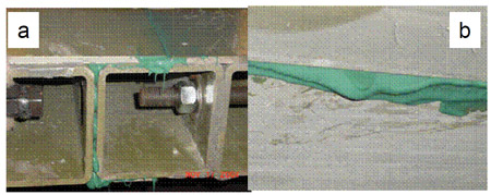 Figure 4.8 Adhesive squeezing out from joints (a) Side view (b) Bottom view fig 4.8
