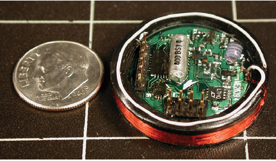 Figure 1. Radio frequency digital transmitter (approximately 25 mm diameter) figure 1