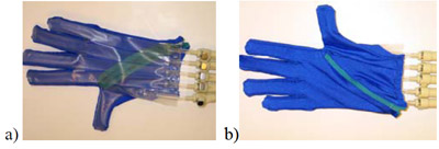 Fig. 1. Picture of the PneuGlove. a) View from the palmar side of the
glove. figure 1