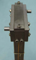 Figure 2. Left: Reaction/impregnation fixture closed before RTV sealing. Centre: After impregnation and removal of the side plates. Right: Assembly of several fixtures for multiple vacuum impregnations.