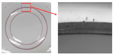 Fig. 10. The red patches appeared on pressure sensitive paper at 120 kN load pressure sensitive paper